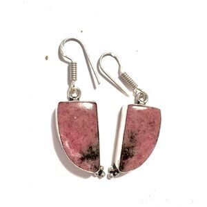 Gorgeous, 1 1/2 Rhodonite earrings set in 925 silver.
